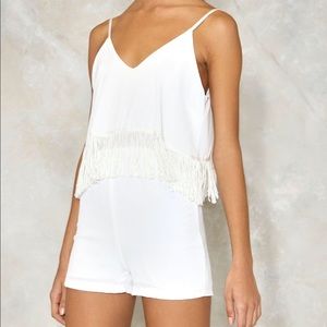 White fringe romper